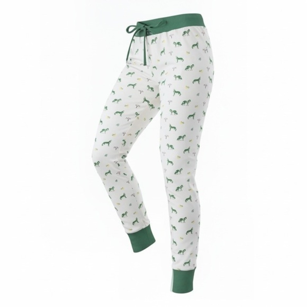 Bubble Baby Wolf Moon Print Pajama Jogger Pants Green White Drawstring XXL/XXXL